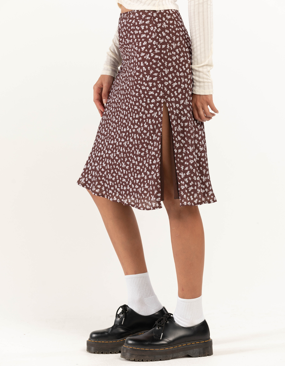 FULL TILT Womens Aline Midi Skirt BROWN Tillys