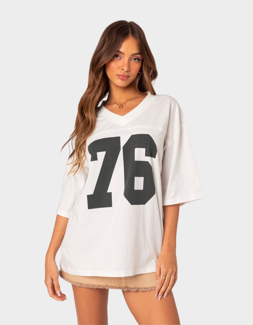EDIKTED 76 Oversized Tee - WHITE