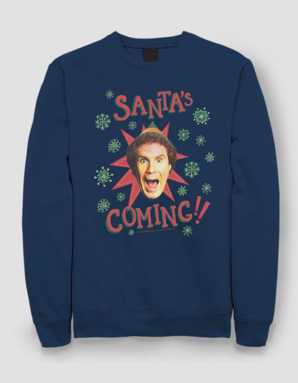 ELF Santa's Coming Unisex Crewneck Sweatshirt - NAVY