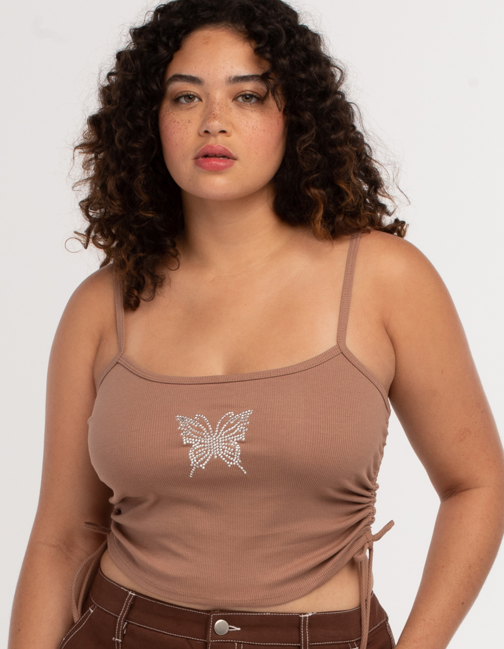 FULL TILT Embellished Butterfly Womens Cami BROWN Tillys