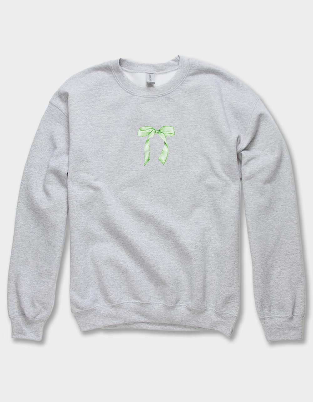Bow Green Stitched Unisex Crewneck Sweatshirt - HEATHER GRAY