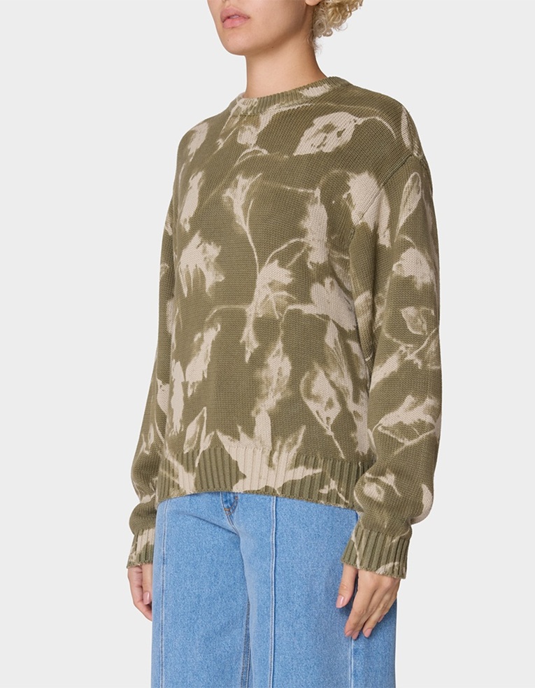 OBEY Leaves Womens Sweater - DK GREEN