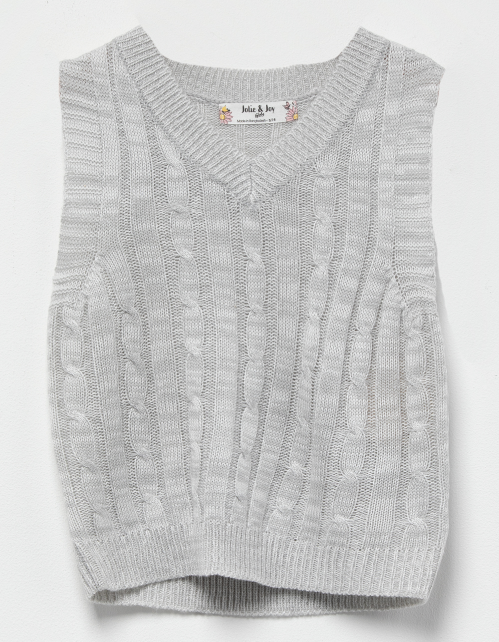JOLIE & JOY Girls Cable Sweater Vest HEATHER GRAY Tillys