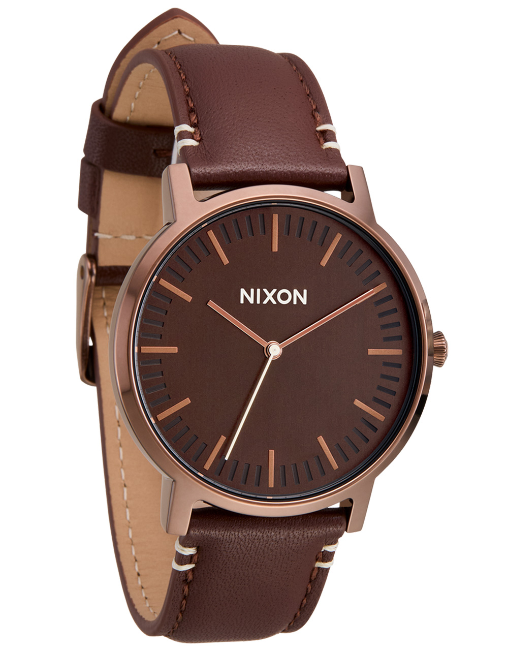 NIXON Porter Leather Watch - CHOCOLATE