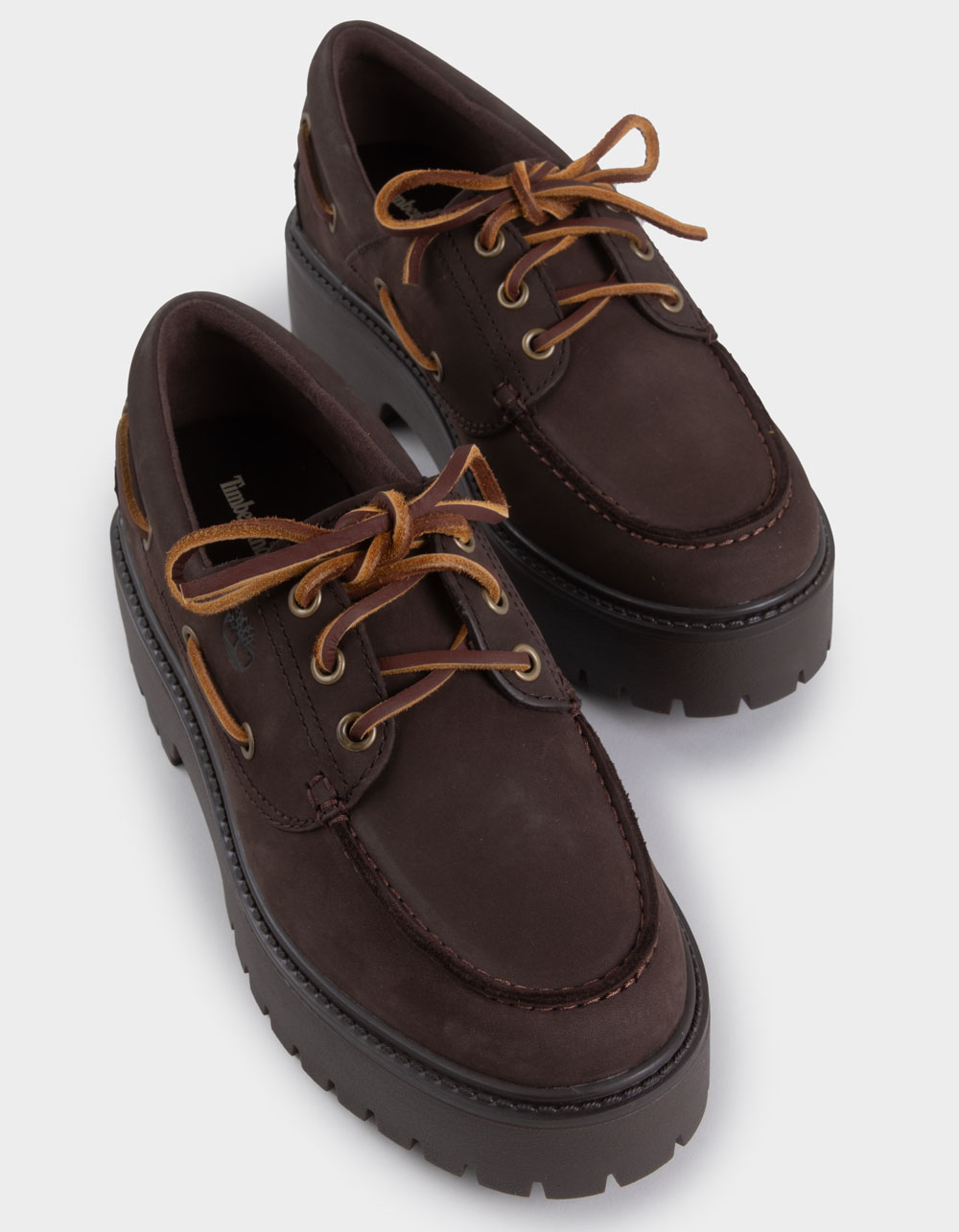 TIMBERLAND Stone Street Womens Platform Boat Shoes - DARK BROWN