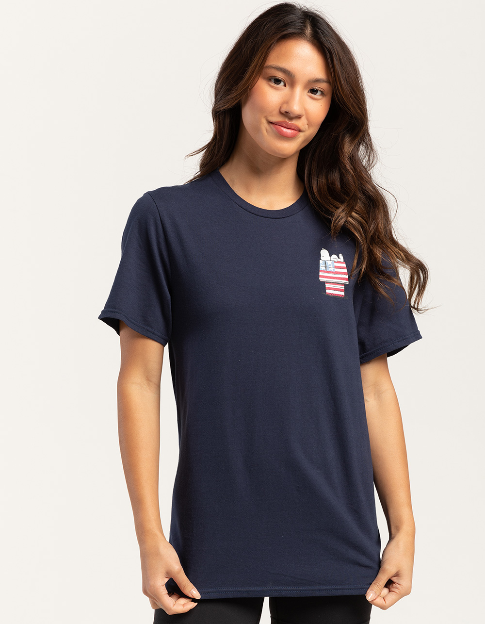 PEANUTS Snoopy Dog House Flag Unisex Tee - NAVY