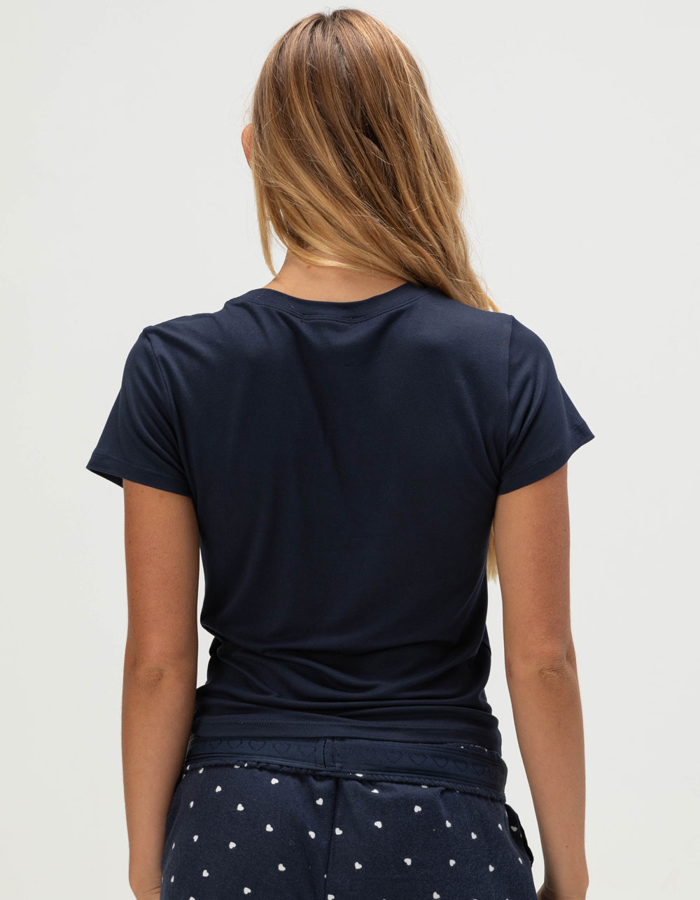FULL TILT Embroidered Womens Baby Tee - NAVY