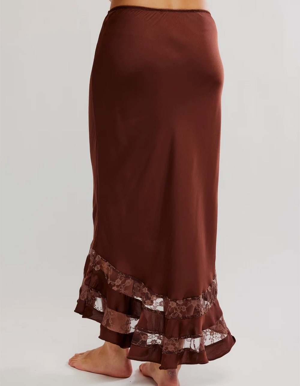FREE PEOPLE Long Lost Lover Womens Maxi Slip Skirt - BROWN