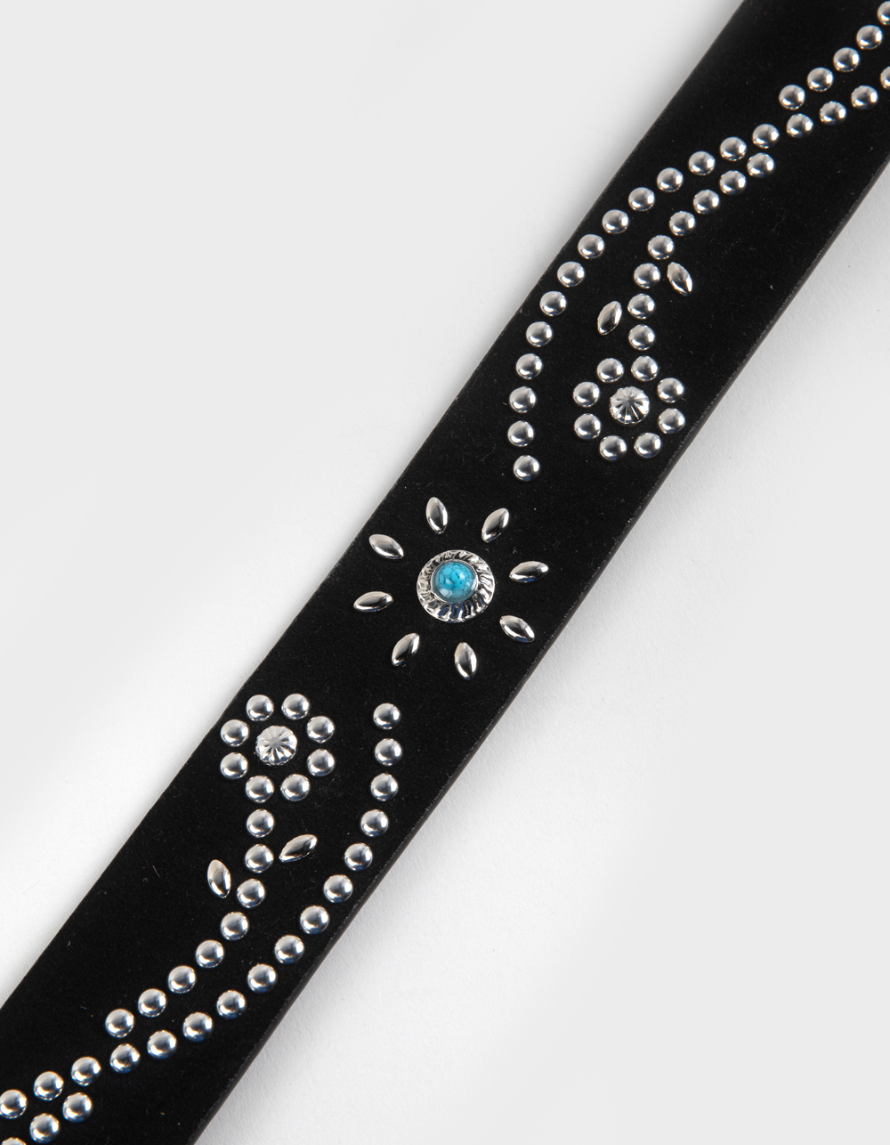 Longhorn Faux Suede Stud Belt - BLACK