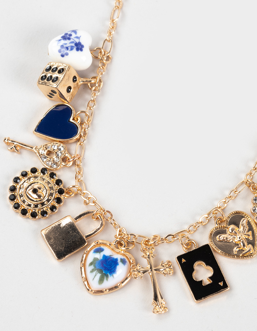 FULL TILT Heart/Locket/Cross Charm Necklace - GOLD