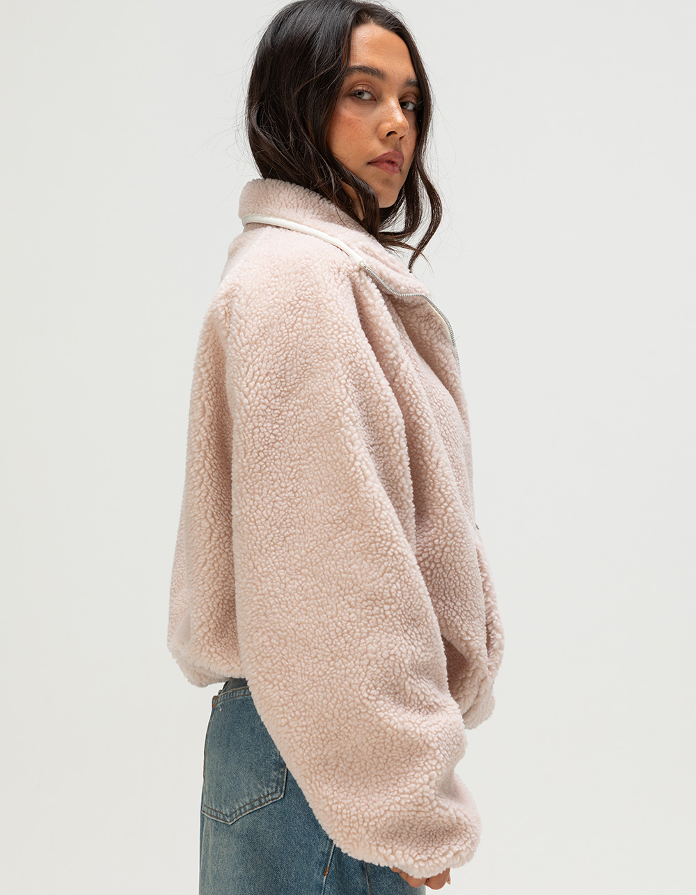 NIKE Sportswear Sherpa Womens Fleece Jacket - BLUSH