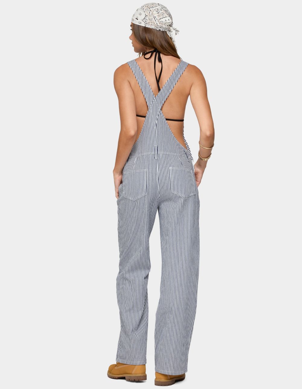 EDIKTED Tamsin Striped Overalls - NAVY