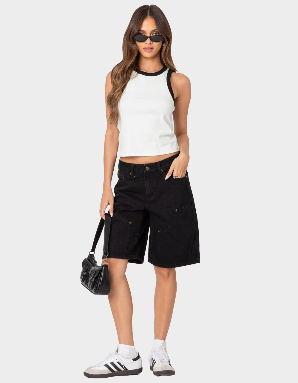 EDIKTED Jacqui Low Rise Denim Bermuda Shorts