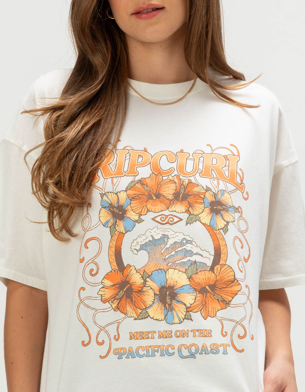 RIP CURL Pacific Coast Womens Oversized Tee - WHITE