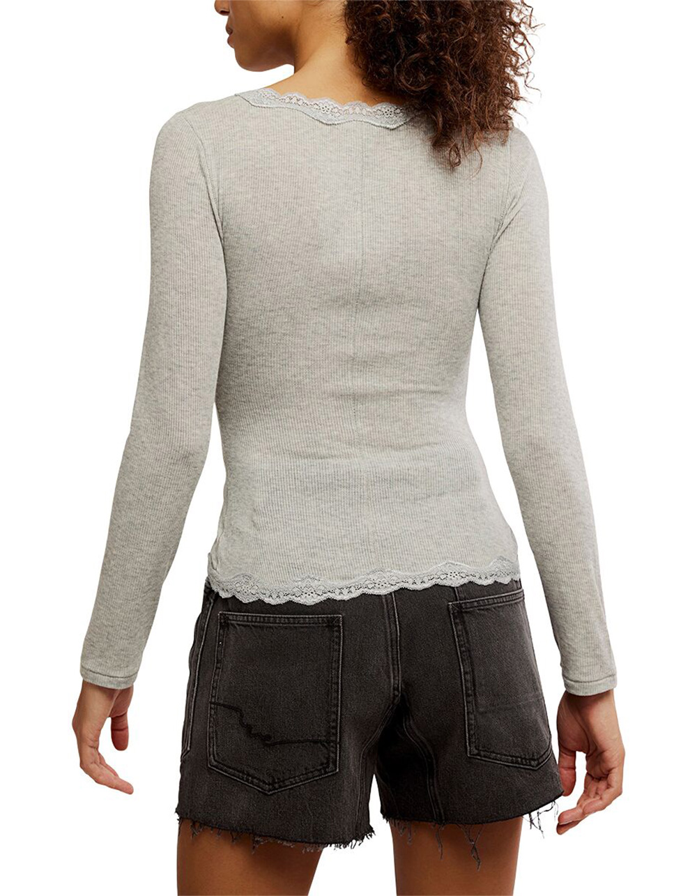 FREE PEOPLE Big Love Womens Rib Cardigan - HEATHER GRAY