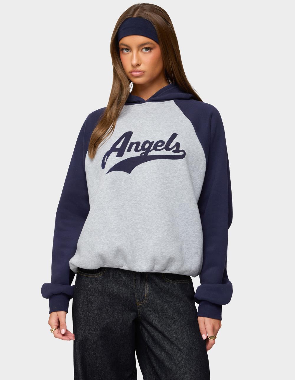 EDIKTED Angels Raglan Oversized Hoodie - GRAY