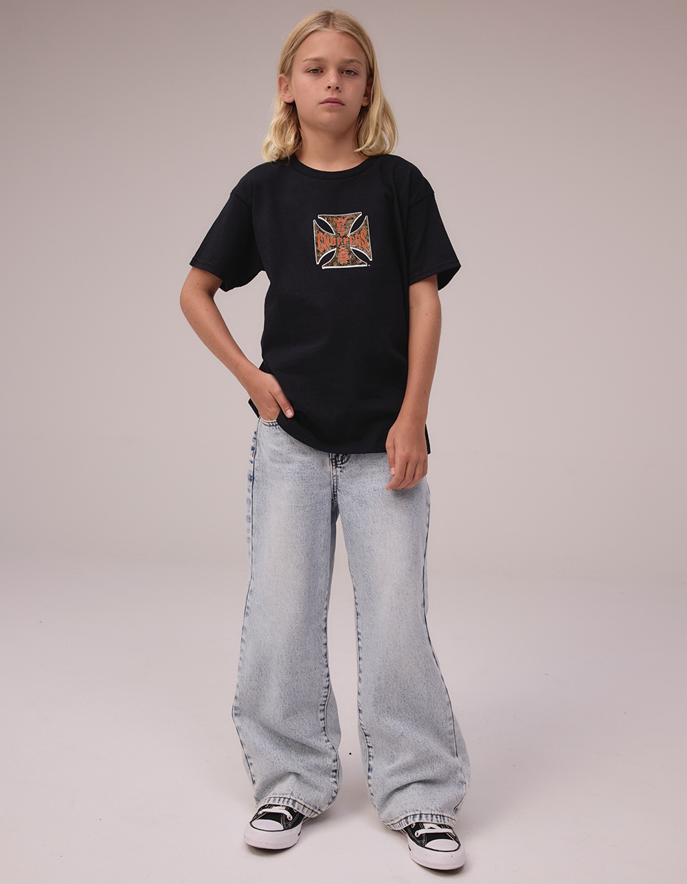 RSQ Boys Extra Baggy Embroidered Jeans - LIGHT WASH