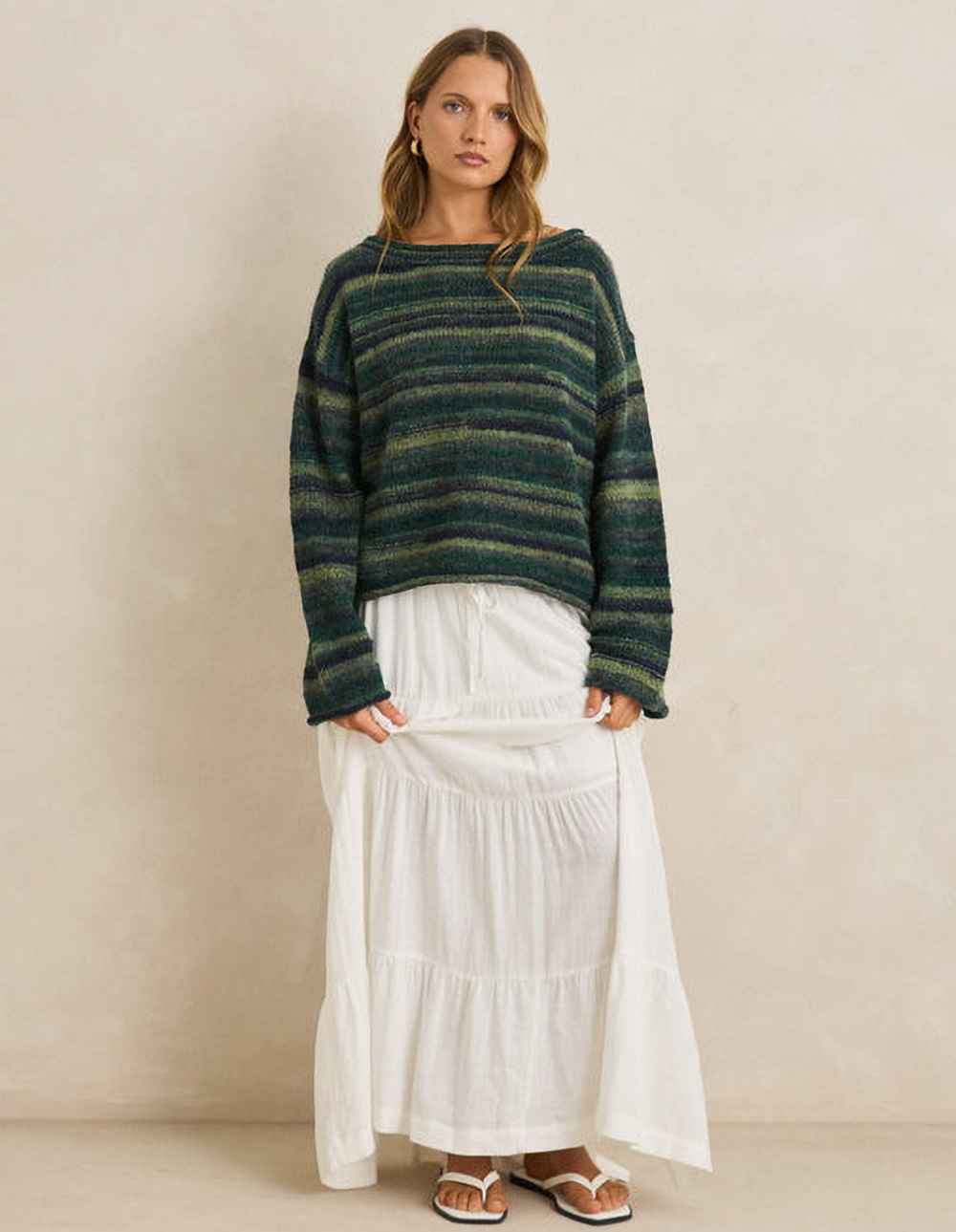 RHYTHM Baklava Knit Womens Sweater - OLIVE