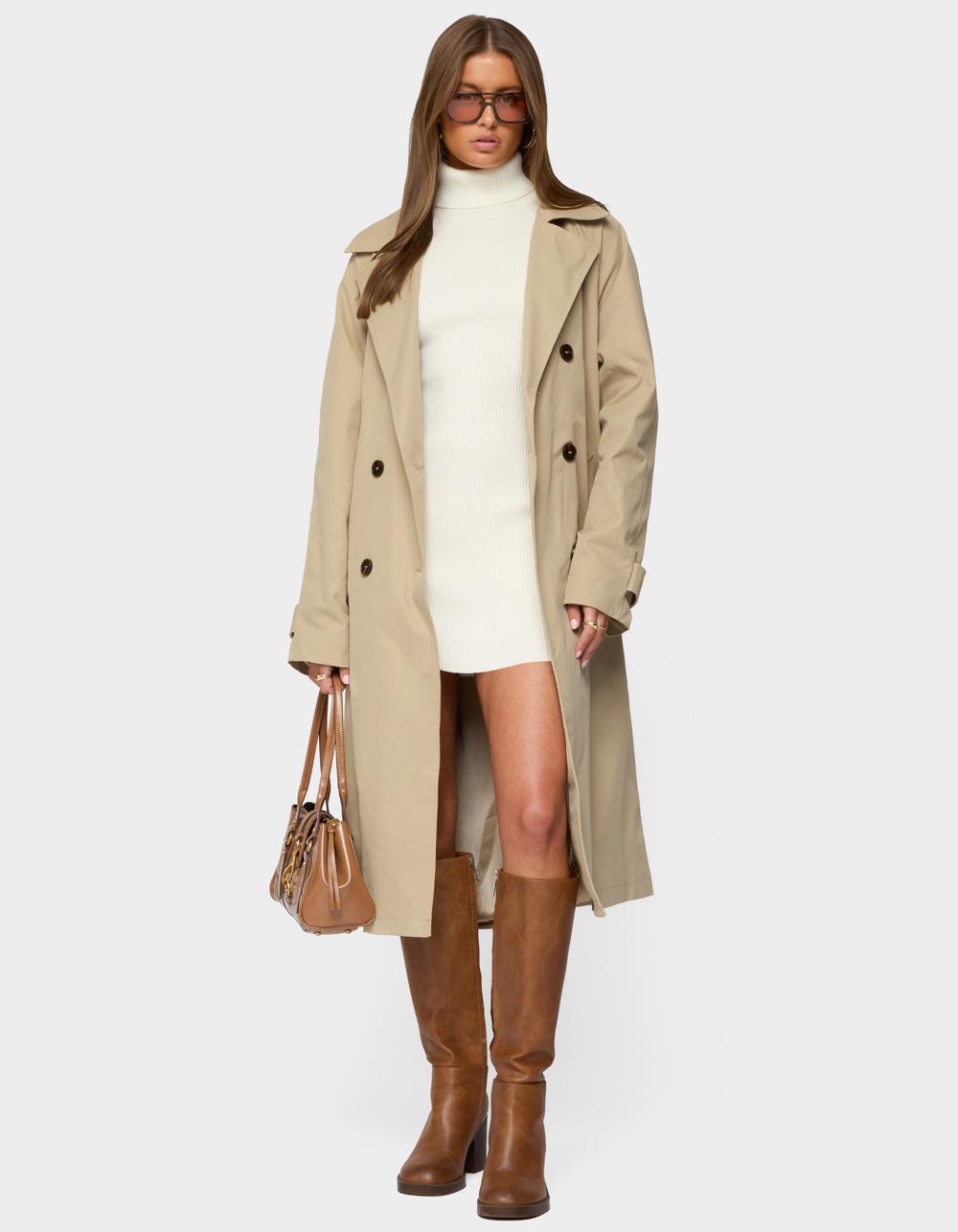 EDIKTED Amur Maxi Trench Coat - RUST