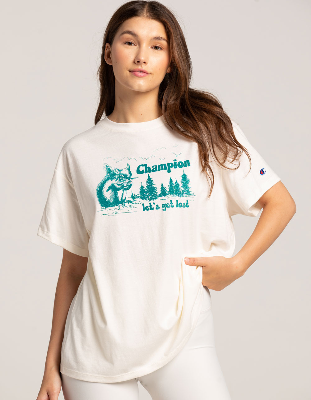CHAMPION Let's Get Lost Womens Tee CHALK Tillys