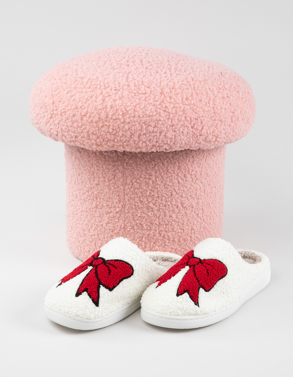 Boucle Mushroom Stool - PINK