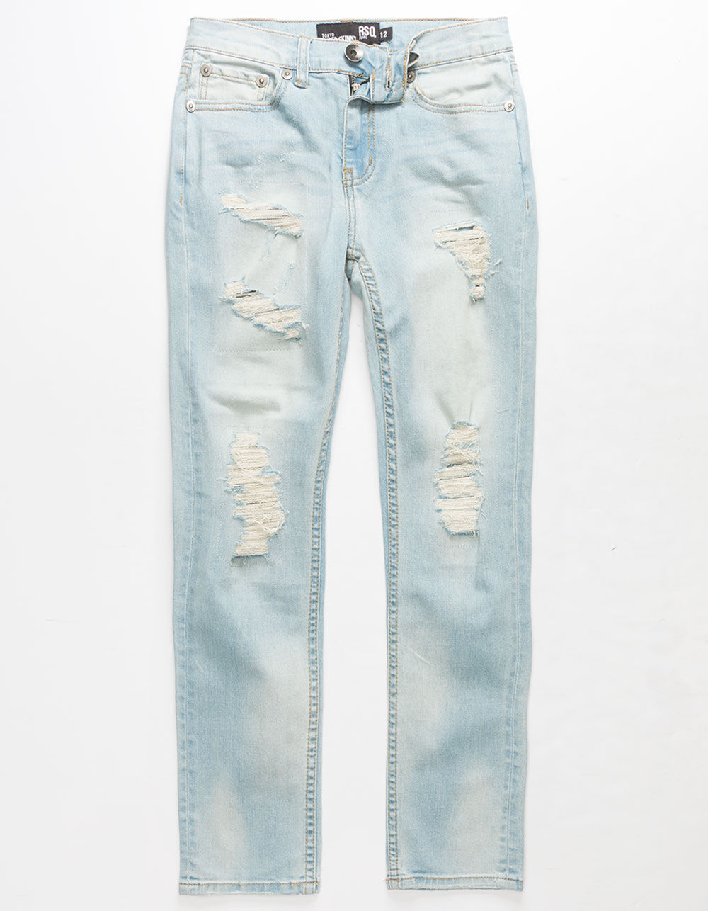 RSQ Boys Super Skinny Ripped Light Wash Jeans image number 4