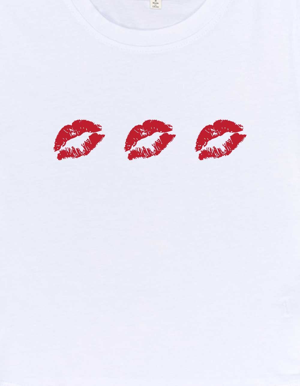 KISS Lip Trio Womens Baby Tee - WHITE