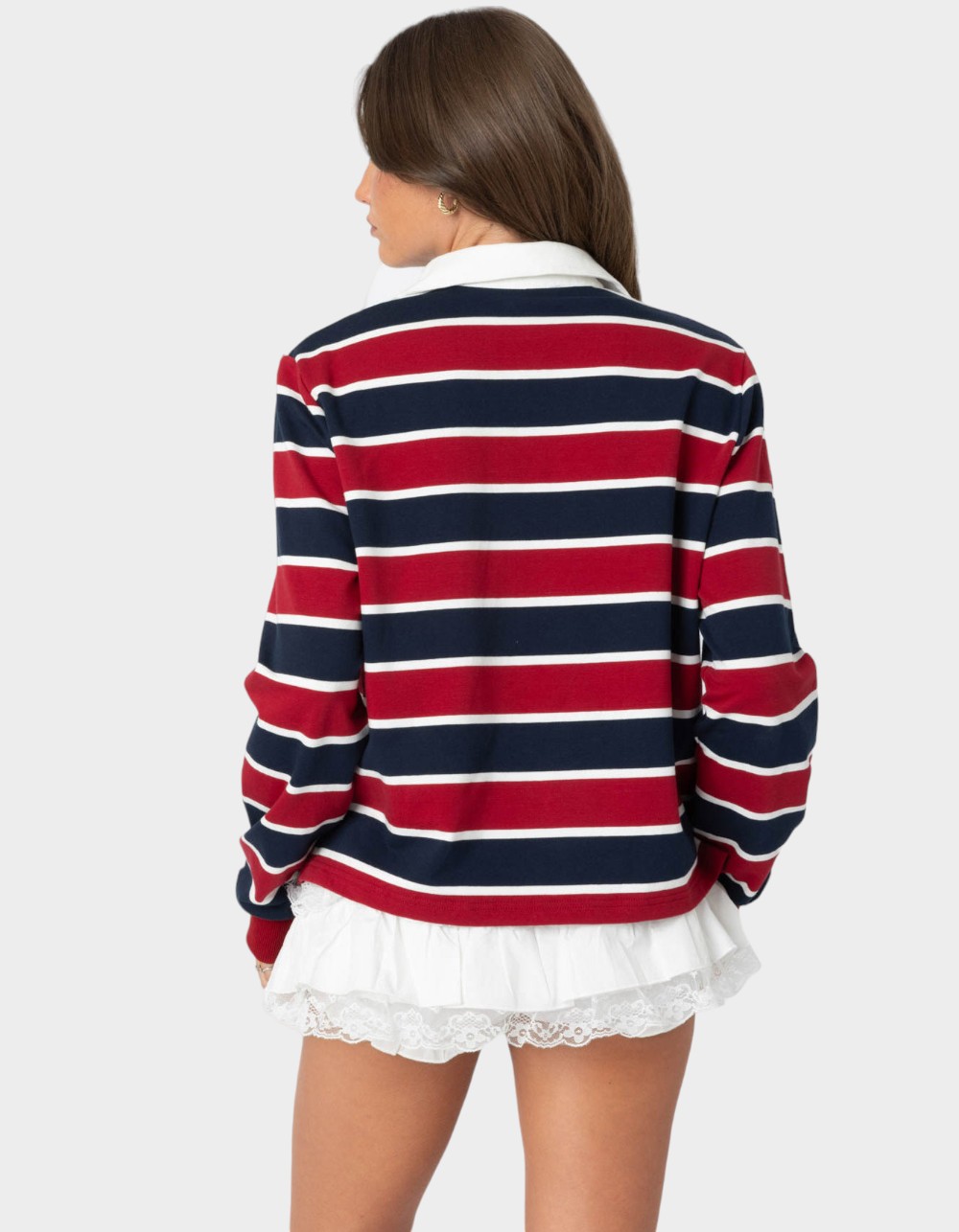 EDIKTED Hanna Striped Collared Shirt - BLACK