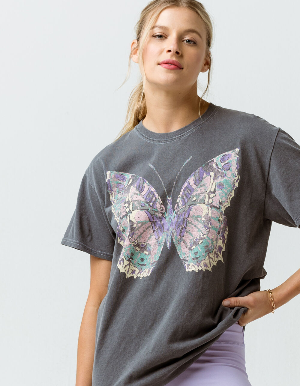 RSQ Butterfly Womens Oversized Tee - WASH BLACK | Tillys
