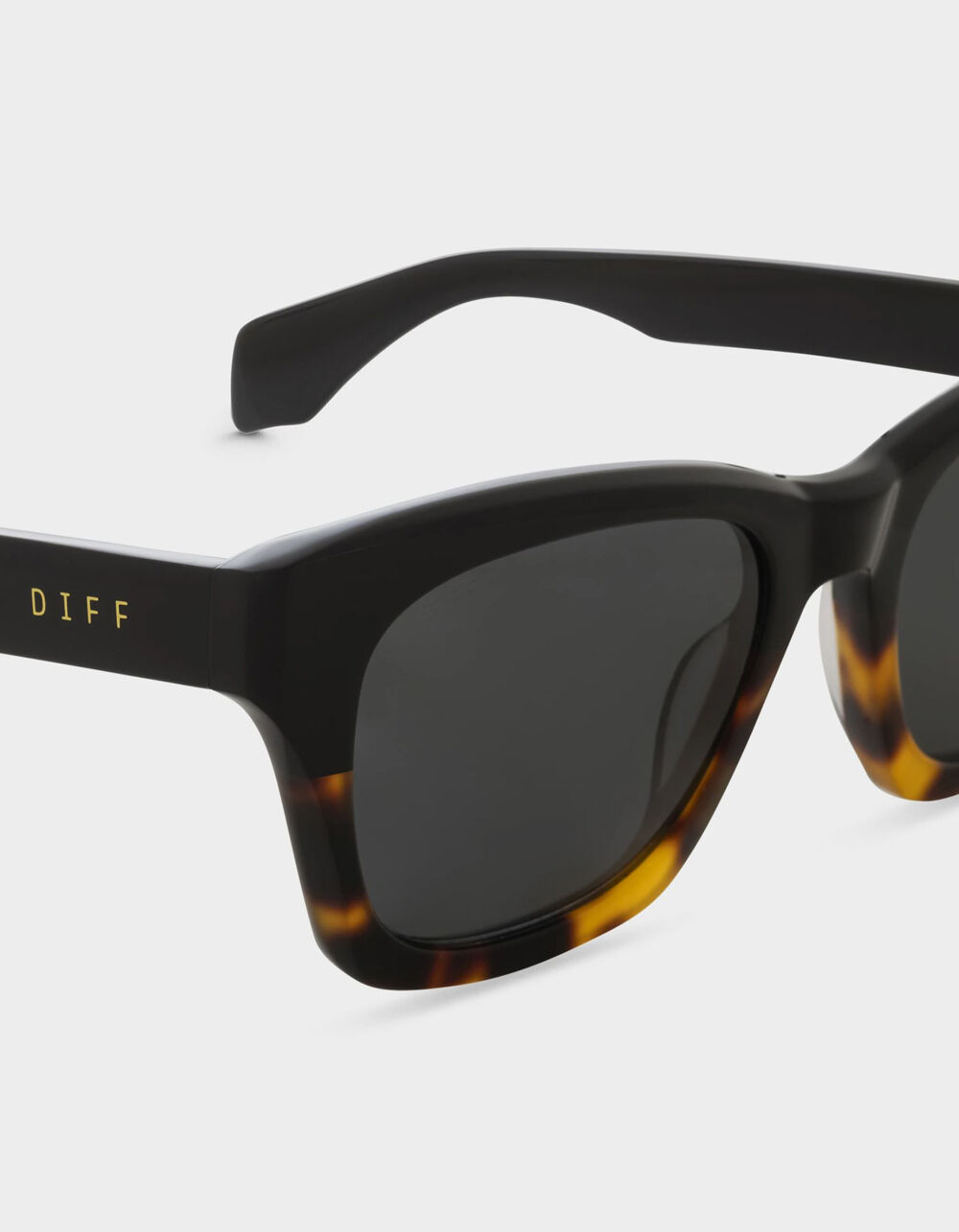 DIFF EYEWEAR Dean Black Tortoise Grey Polarized Sunglasses BLACK