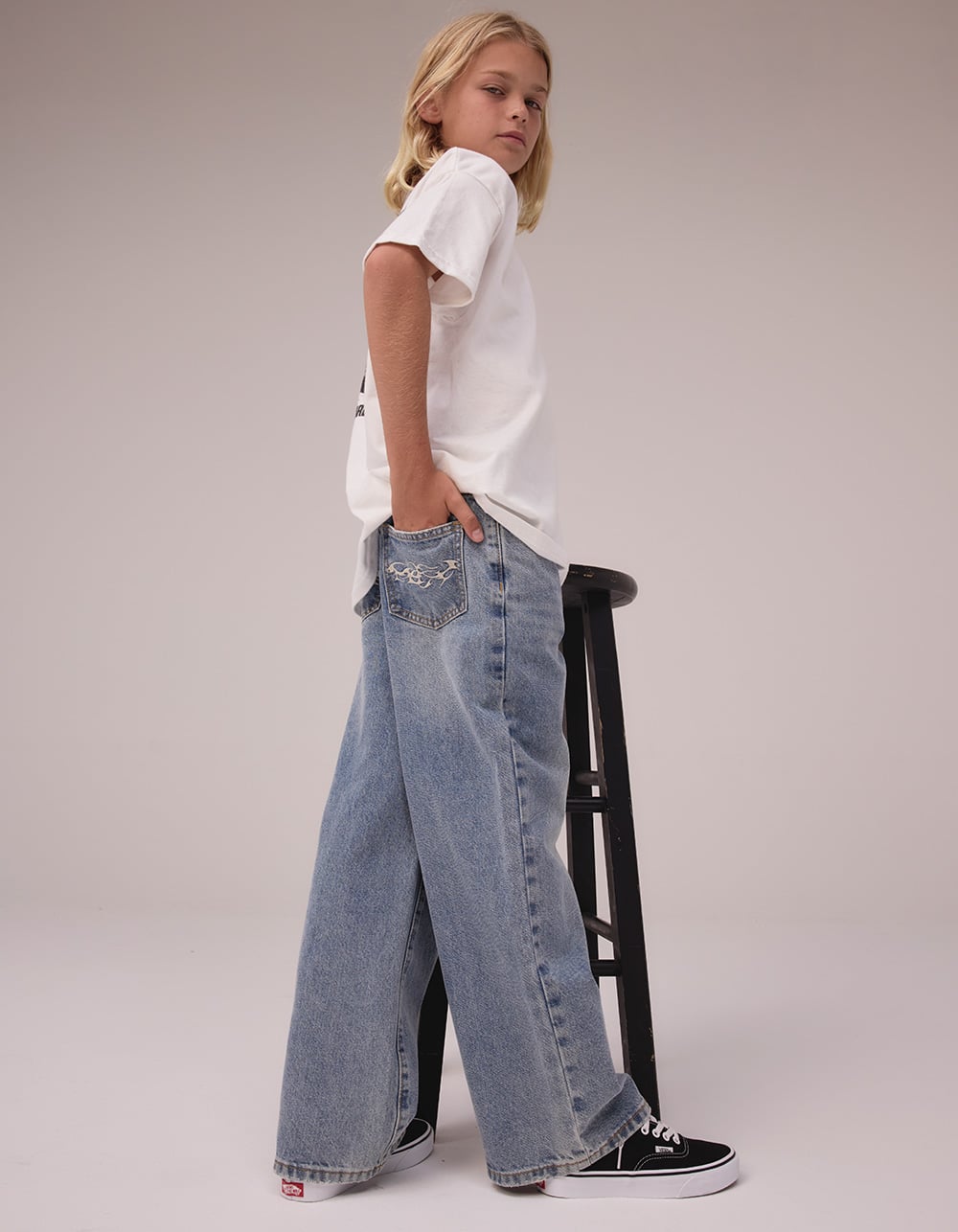 RSQ Boys Extra Baggy Embroidered Jeans