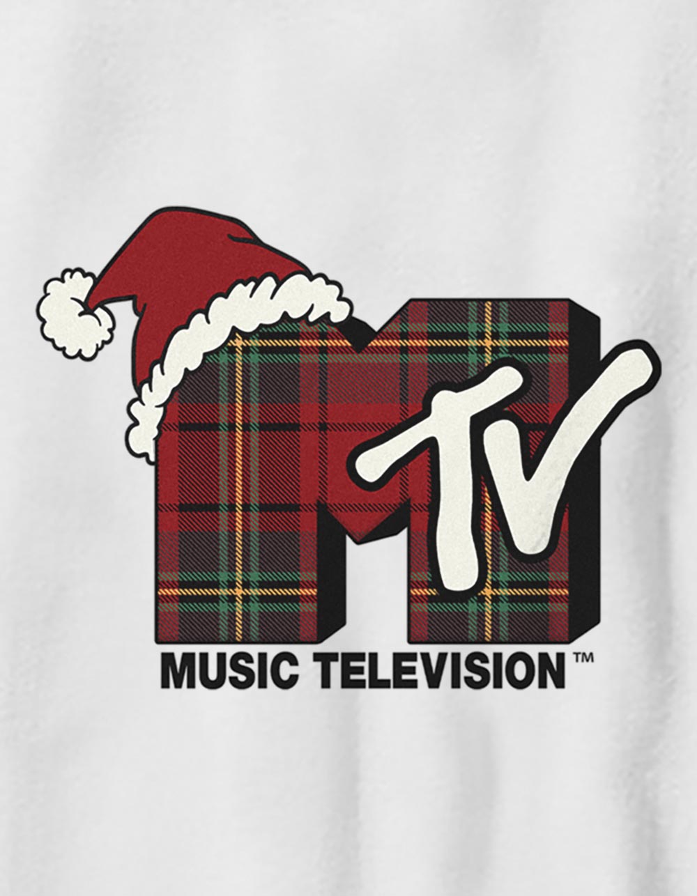 MTV Plaid Christmas Unisex Kids Tee - WHITE | Tillys