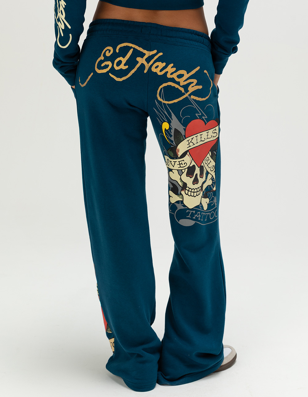 ED HARDY Love Kills Slow Womens Sweatpants - NAVY