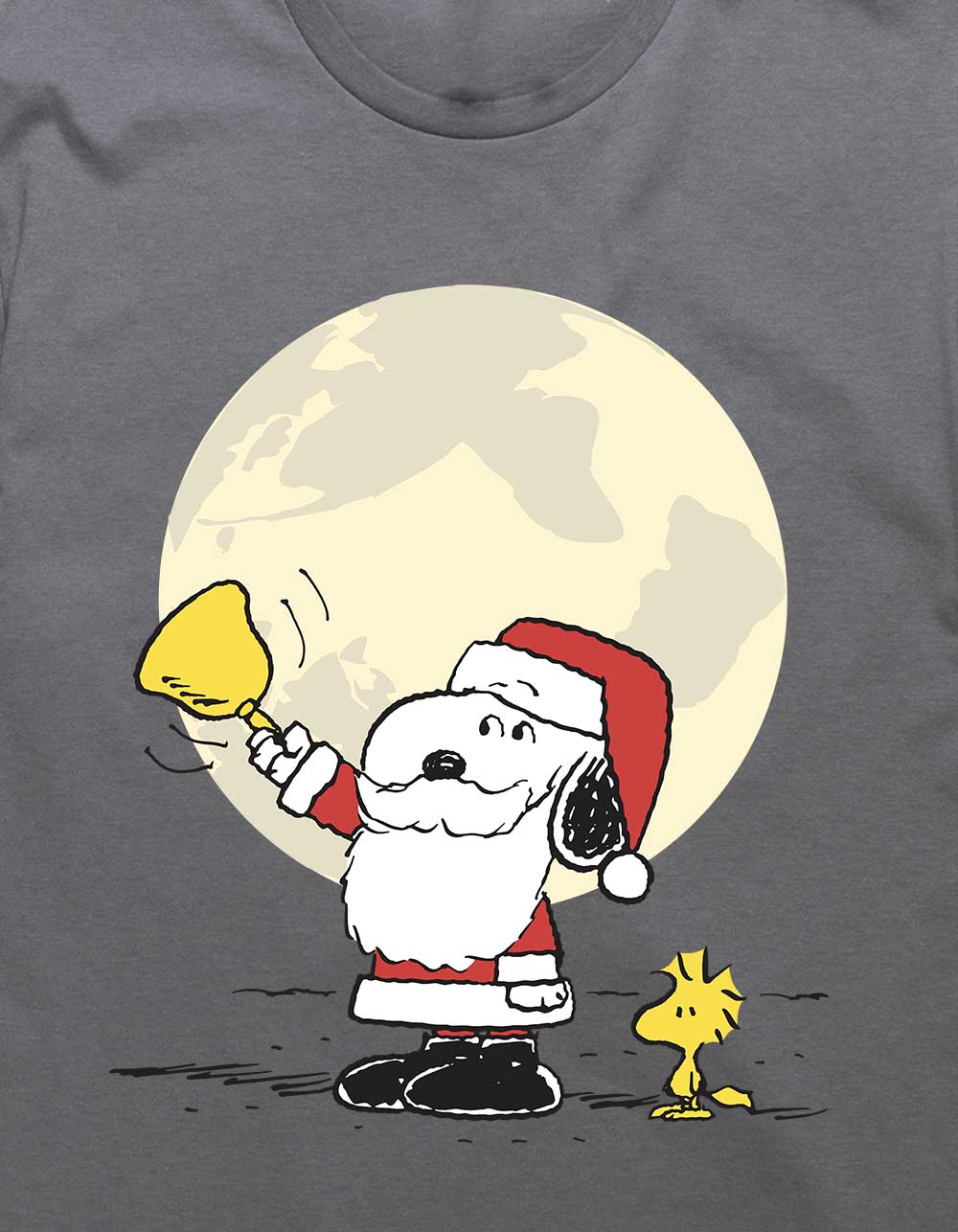 PEANUTS Santa Snoopy Bell Unisex Holiday Tee - CHARCOAL