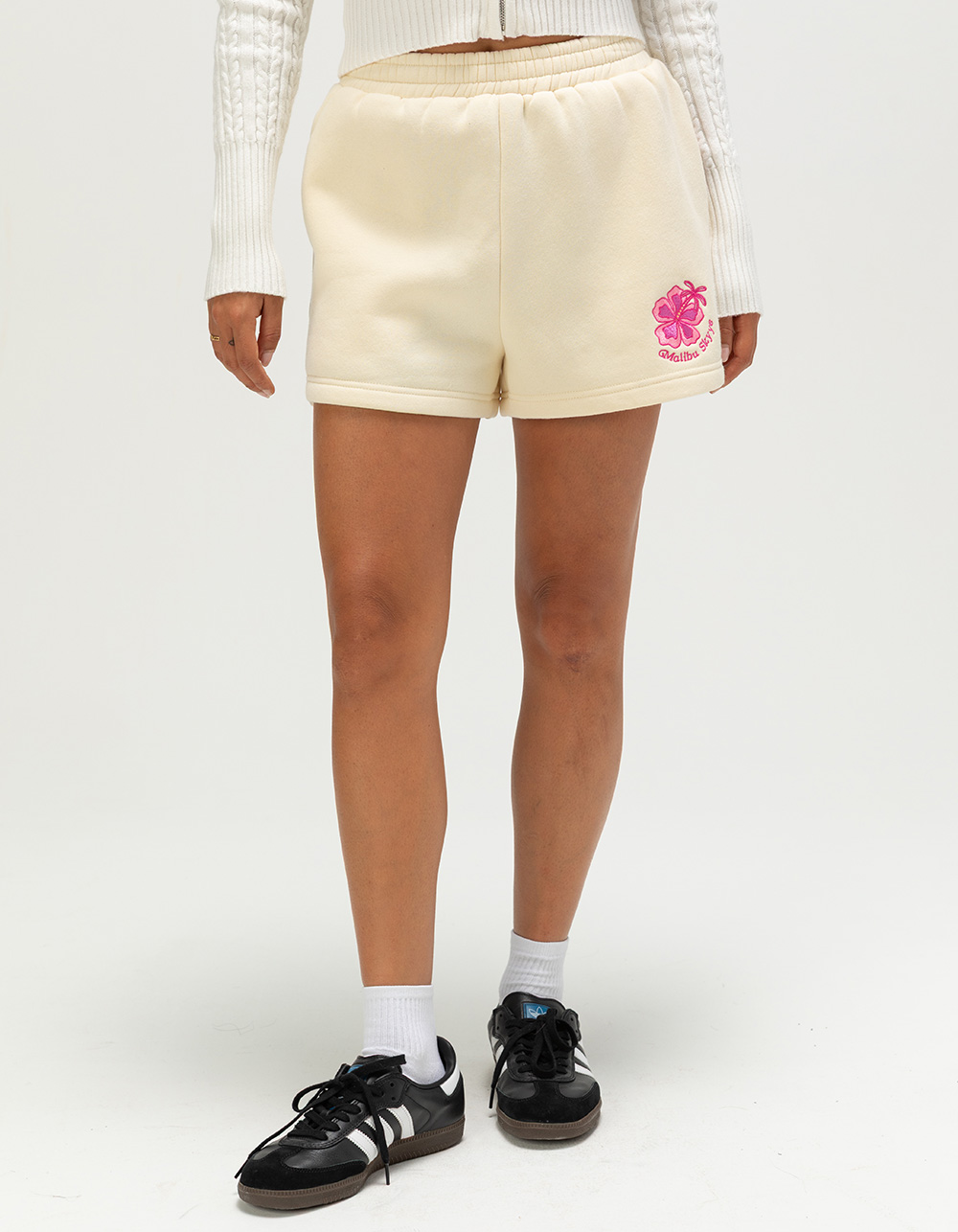 MALIBU SKYYE Pink Womens Sweat Shorts - YELLOW