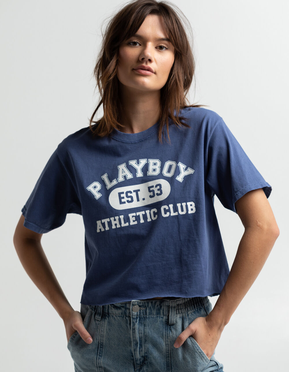 PLAYBOY Athletic Womens Crop Tee NAVY Tillys
