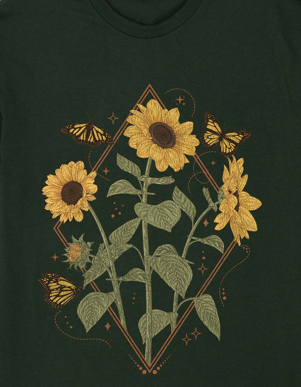 SUNFLOWER Harmony Sunflowers Unisex Tee - FOREST