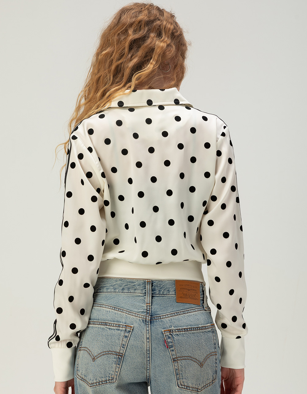 ADIDAS Originals Satin Polka Dot Womens Track Jacket - OFF WHITE