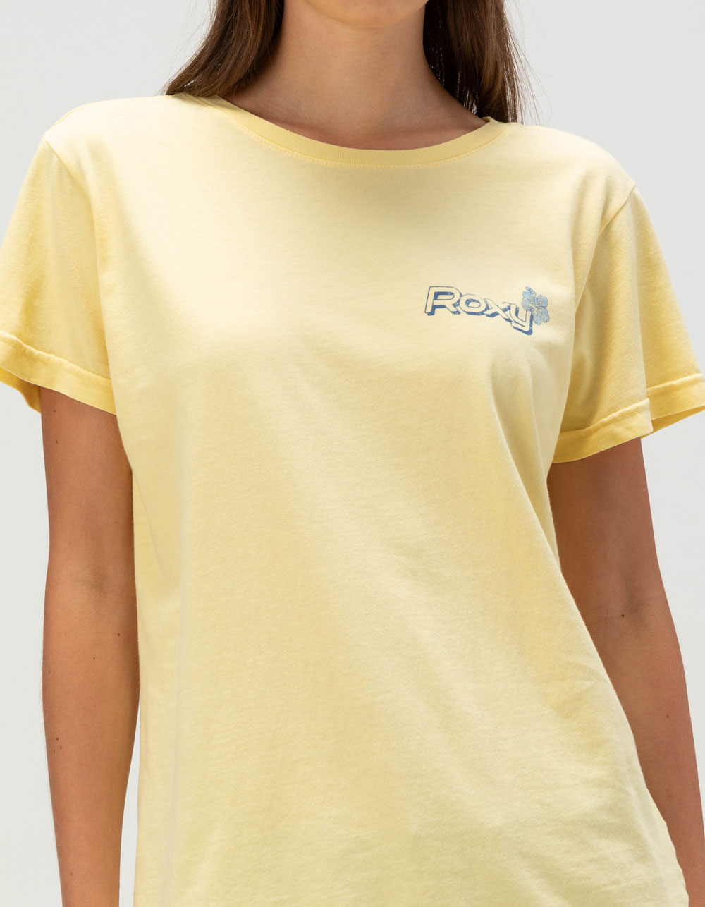 ROXY Y2K Hibiscus Womens Boyfriend Tee - YELLOW