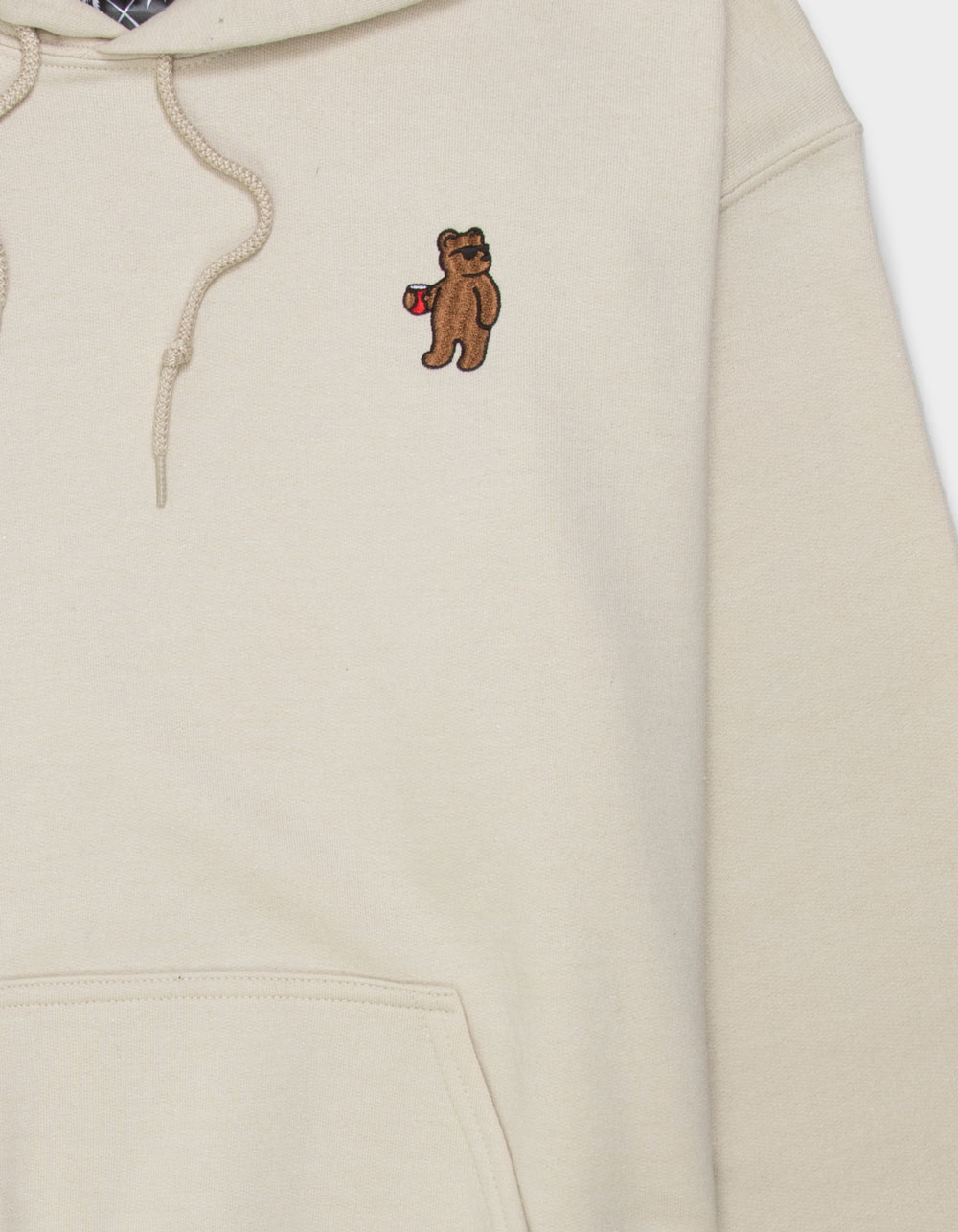 RIOT SOCIETY Bear Embroidered Mens Hoodie - SAND