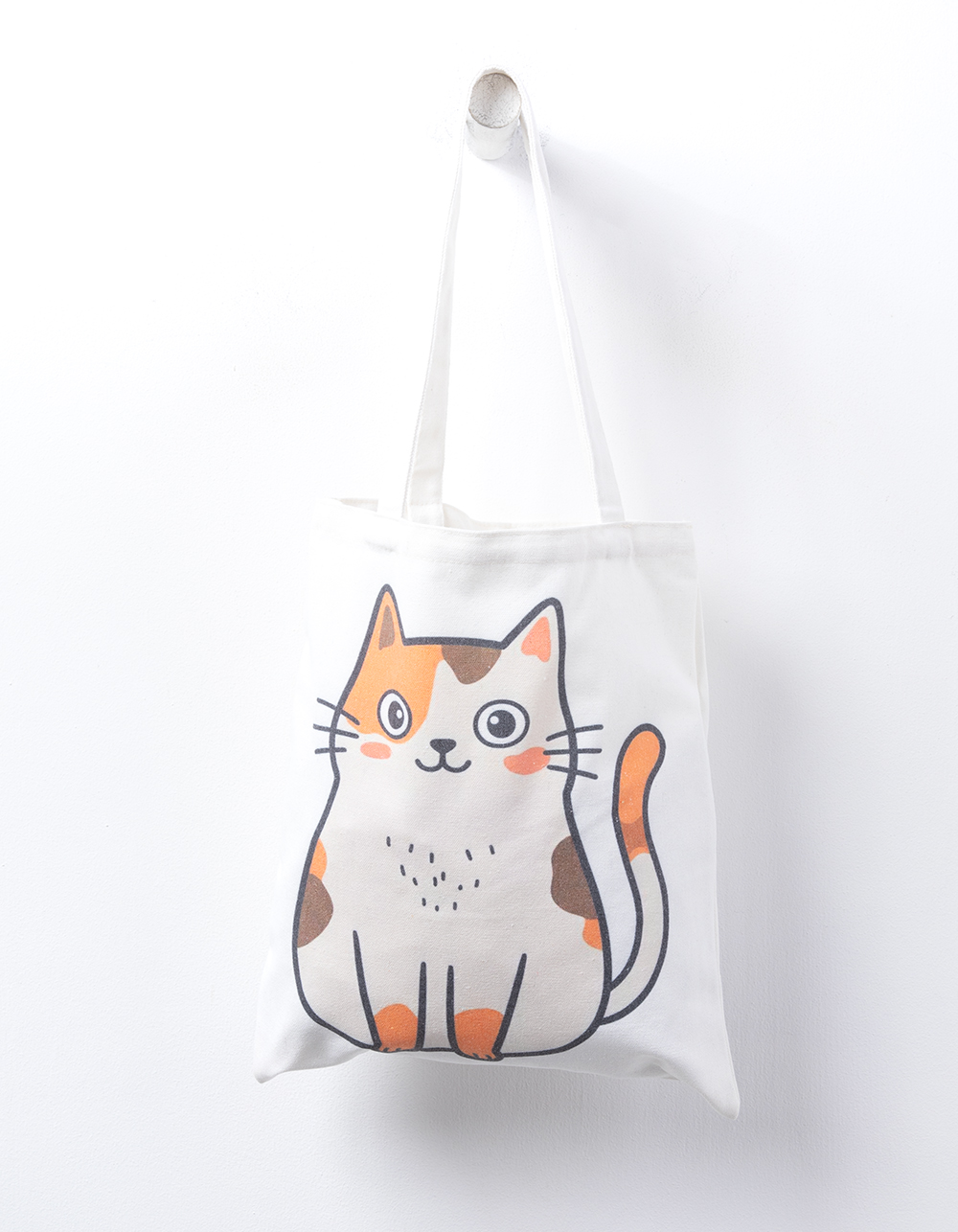 Cat Canvas Tote Bag - NATURAL