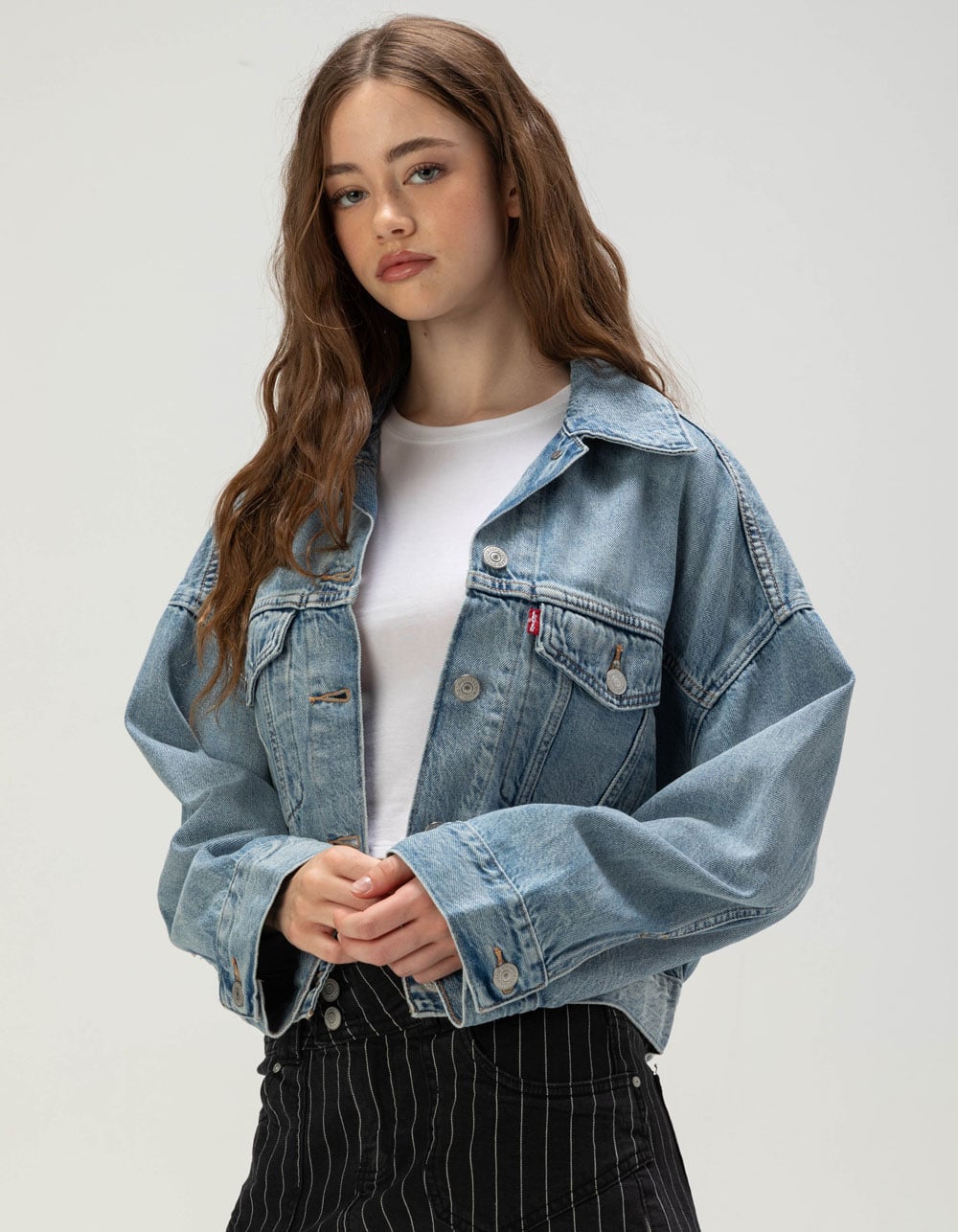 LEVI'S Premium Womens Crop Trucker Jacket - Sunny Season MED BLAST