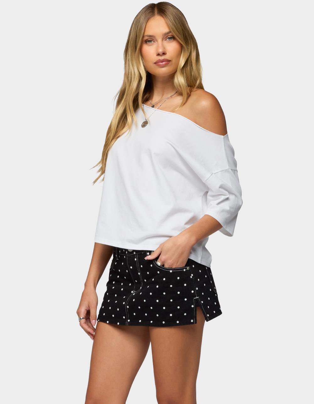 EDIKTED Davida Off Shoulder Top - WHITE