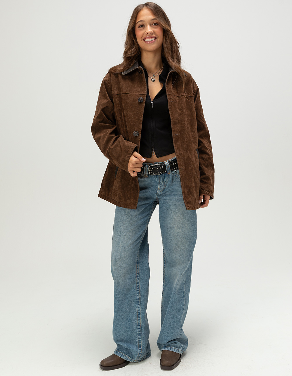 BDG Urban Outfitters Eugine Womens Faux Suede Jacket - BROWN
