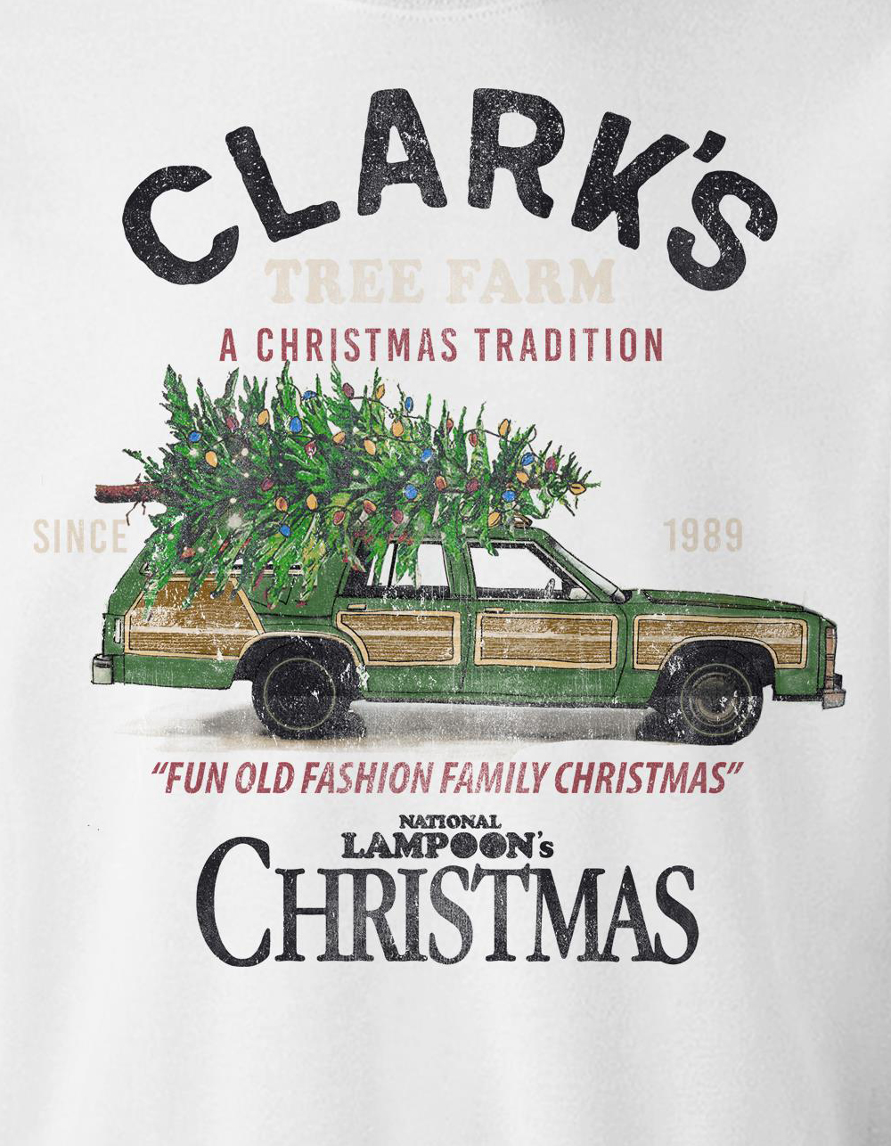NATIONAL LAMPOON'S CHRISTMAS VACATION Clark's Tree Farm Unisex Crewneck Sweatshirt - WHITE