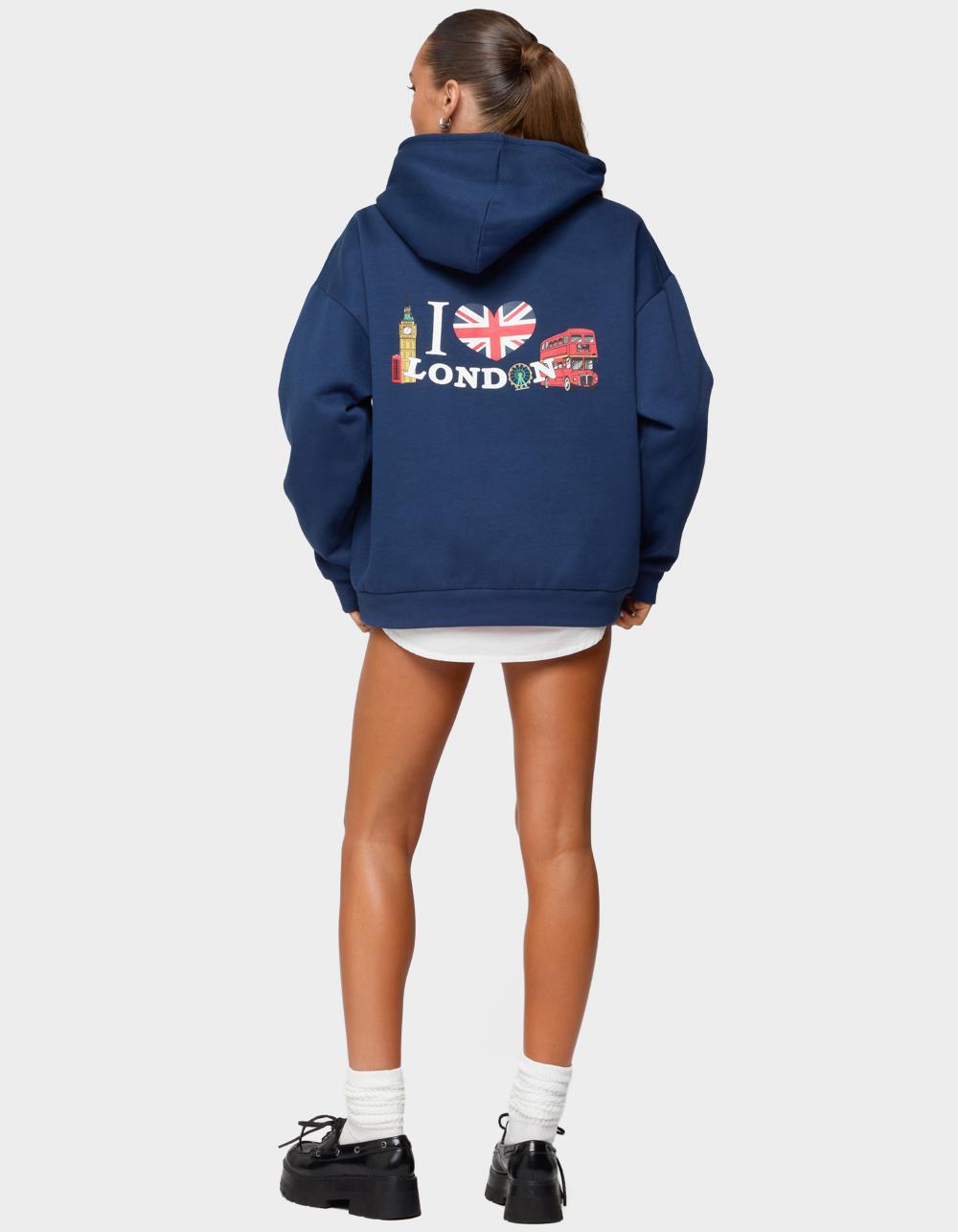EDIKTED Love London Oversized Hoodie - NAVY