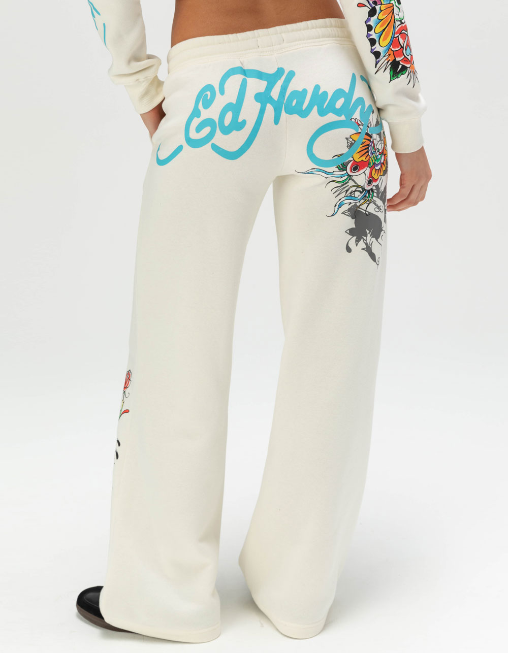 ED HARDY Butterfly Womens Sweatpants - IVORY