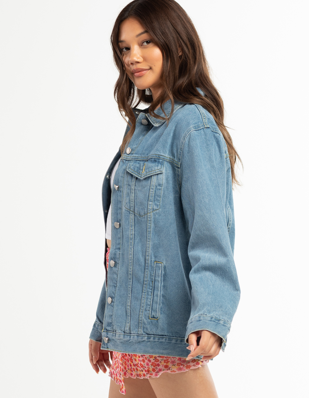 KNOW ONE CARES Womens Oversized Denim Jacket DENIM Tillys