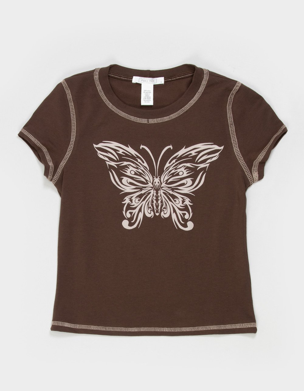 FULL TILT Y2K Butterfly Girls Tee - BROWN