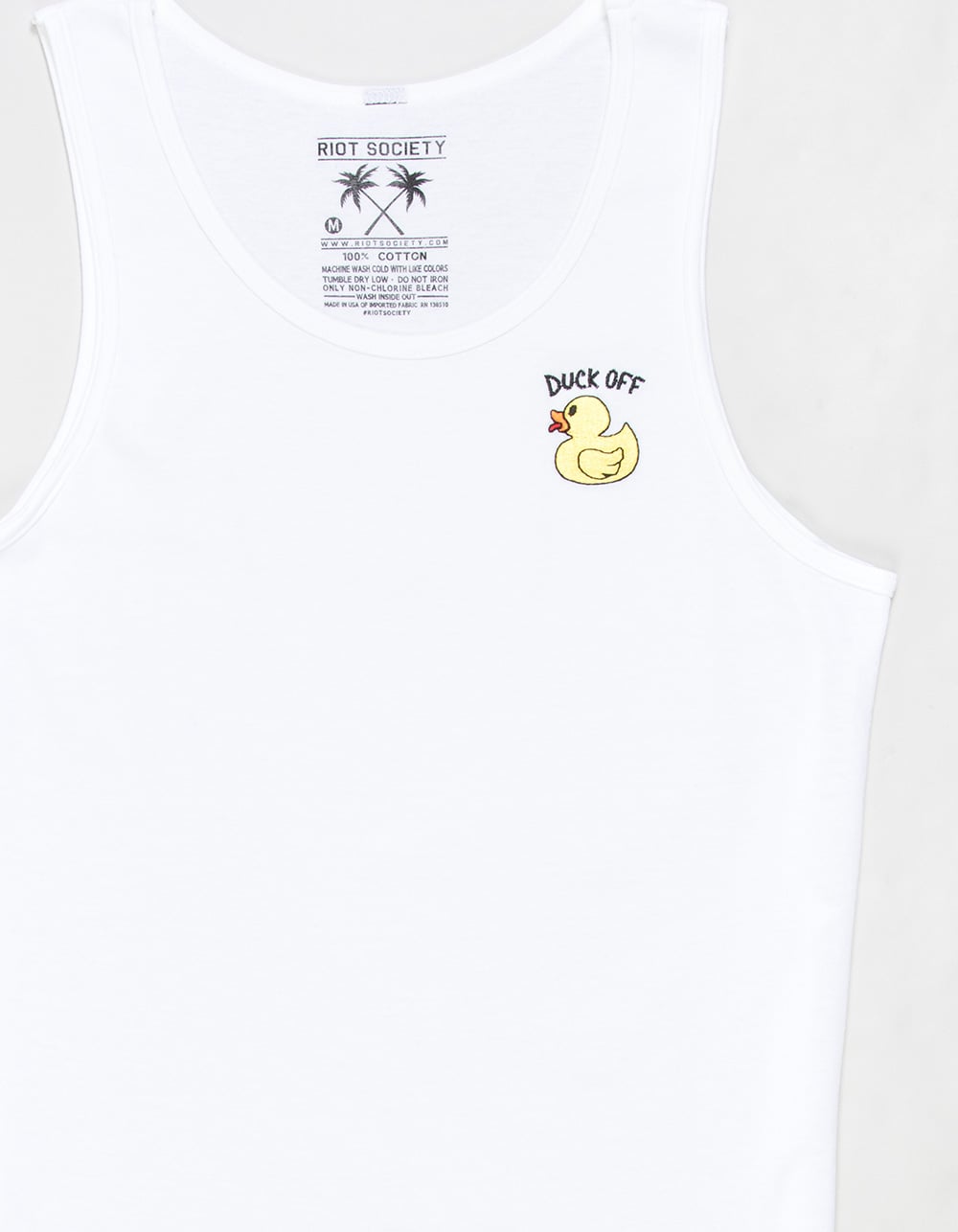 RIOT SOCIETY Ducky Mens Embroidered Tank Top - WHITE